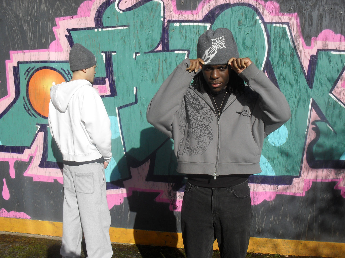 Grey Mohair Satin-Lined Beanie