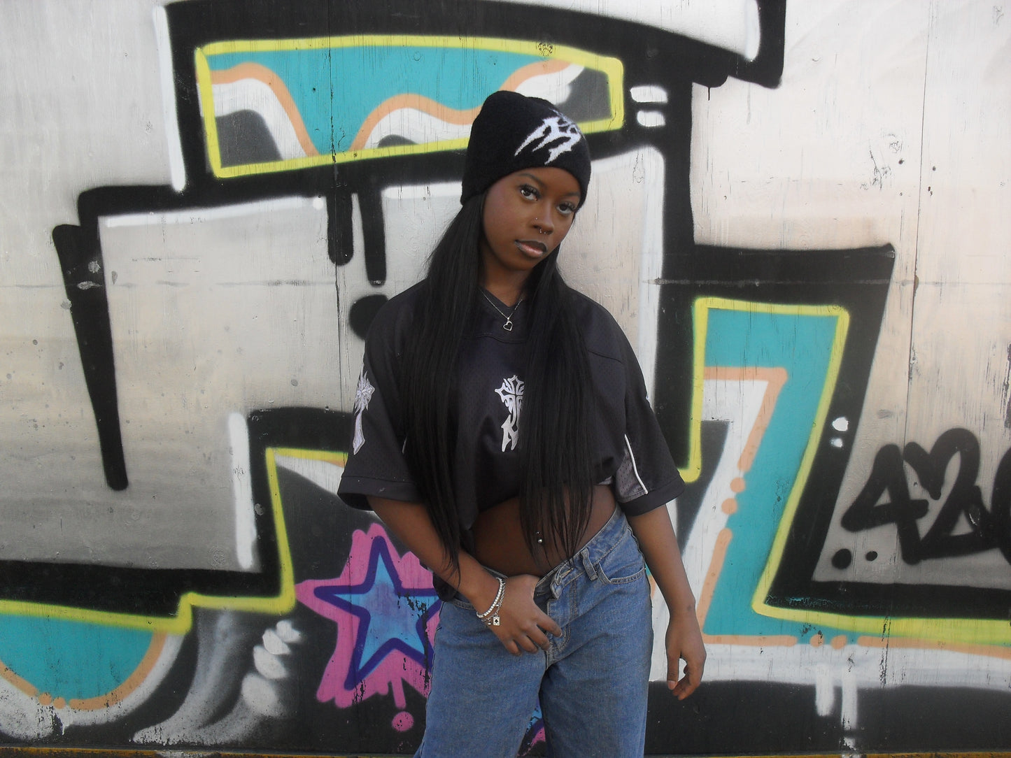 Black Mohair Satin-Lined Beanie